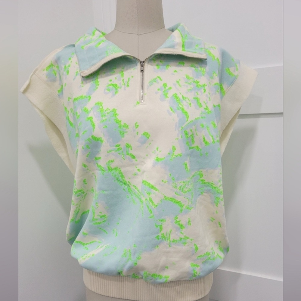 Women's Making The Cut oversized Cream and Green Zip-Up sweatshirt